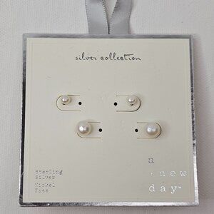 A New Day Freshwater Pearl Earring Duo Sterling Silver Set 2